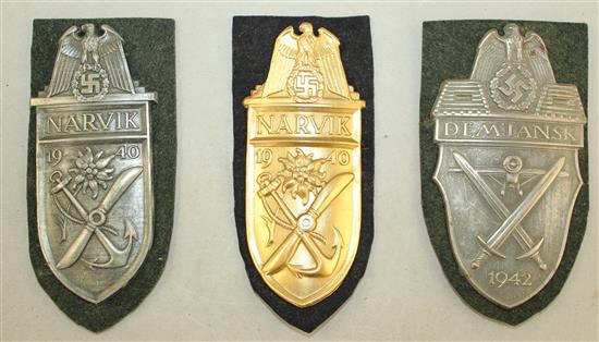 A German Third Reich Demjansk arm shield badge,